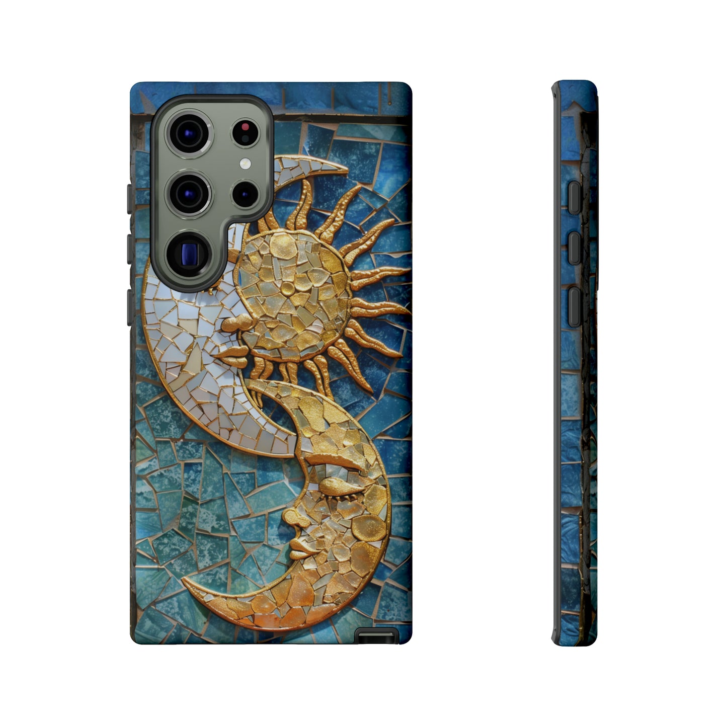 Boho Sun and Moon Mosaic Tile Stained Glass Phone Case