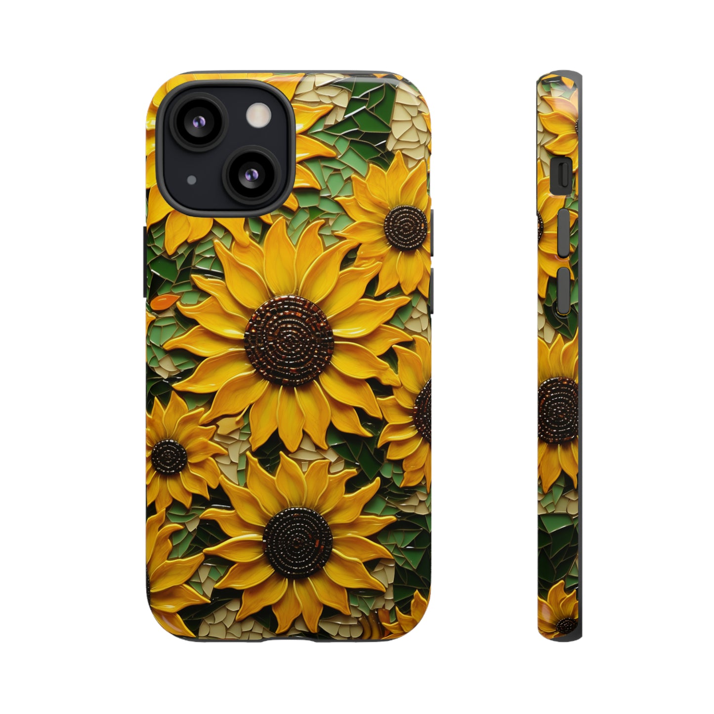 Sunflower Floral Color Explosion Mosaic Glass