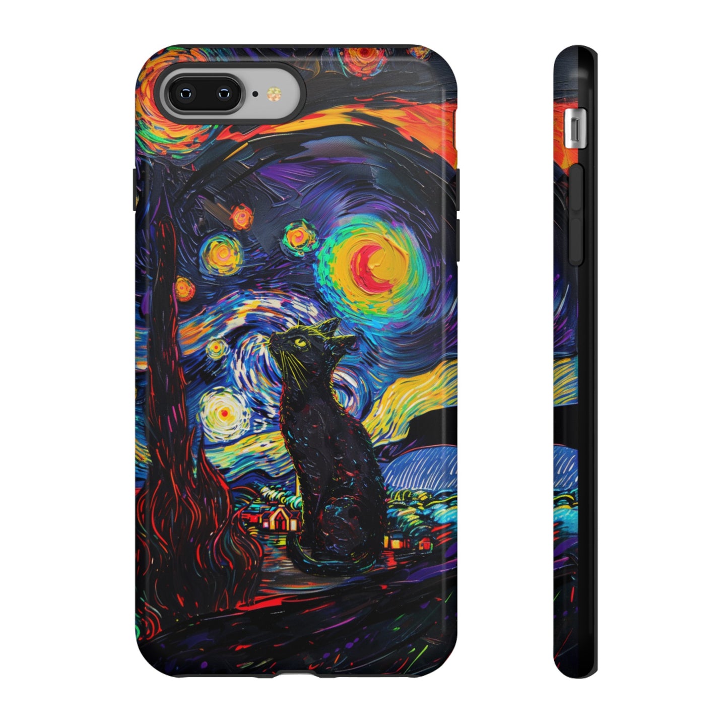 Starry Night Black Cat Van Gogh Painting Art Phone Case