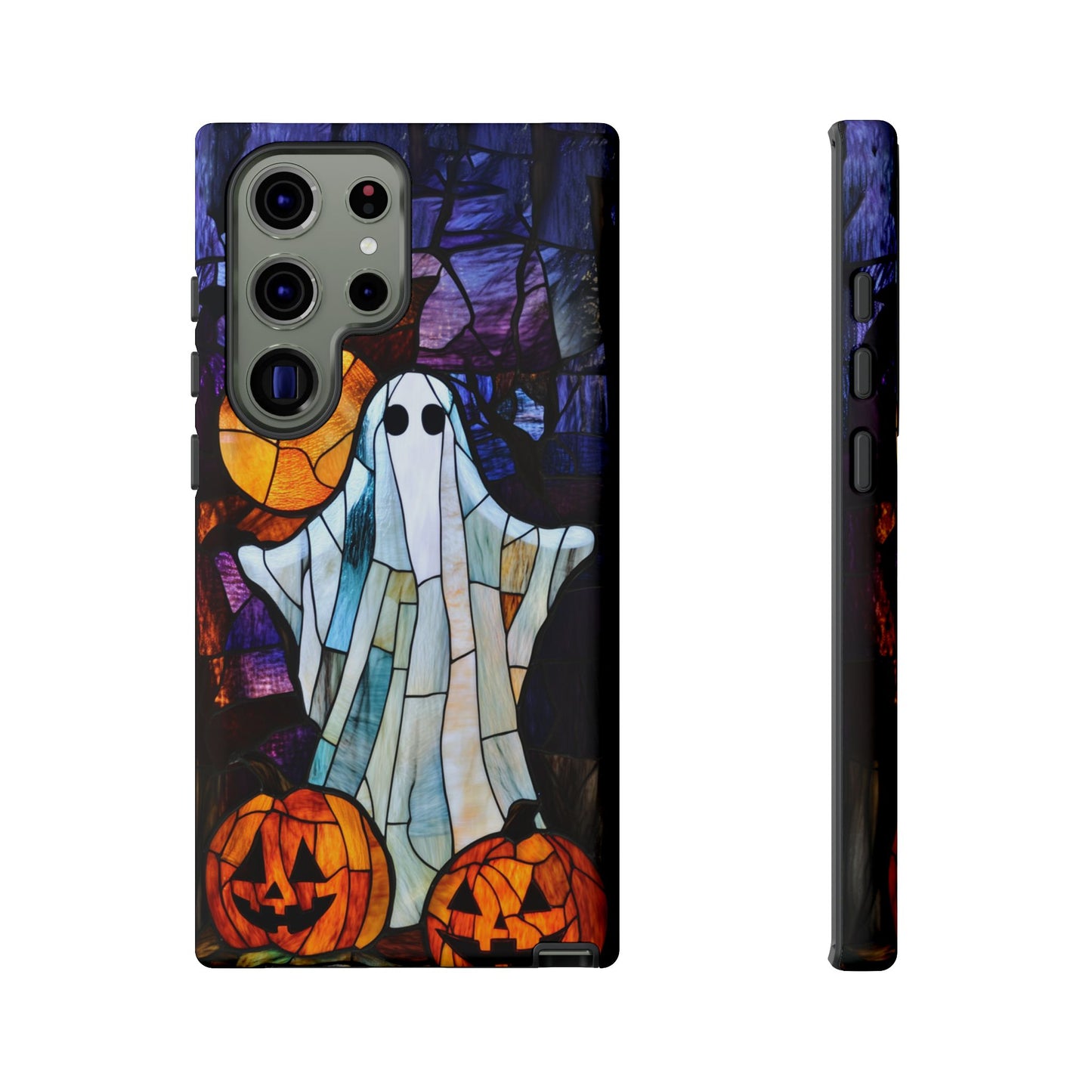 Stained Glass Halloween Ghost and Jack-o'-Lanterns Phone Cover