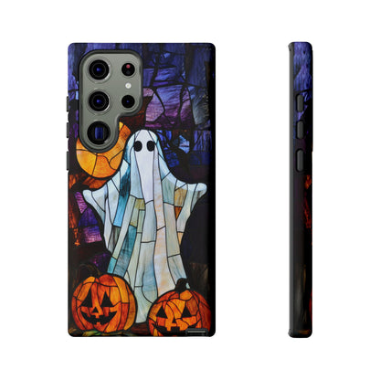 Stained Glass Halloween Ghost and Jack-o'-Lanterns Phone Cover