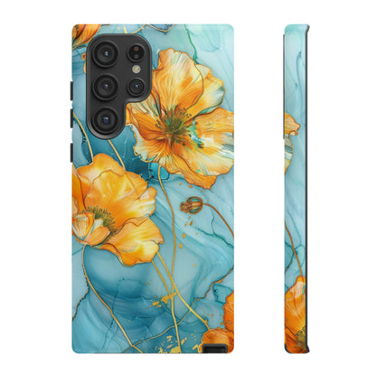 Gold Poppies Color Splash Floral Design Phone Case