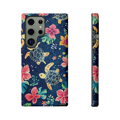 Undersea Floral Blue Sea Turtle Phone Case