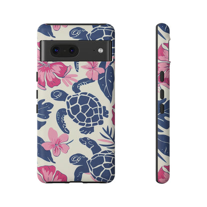 Undersea Floral Blue Sea Turtle Phone Case