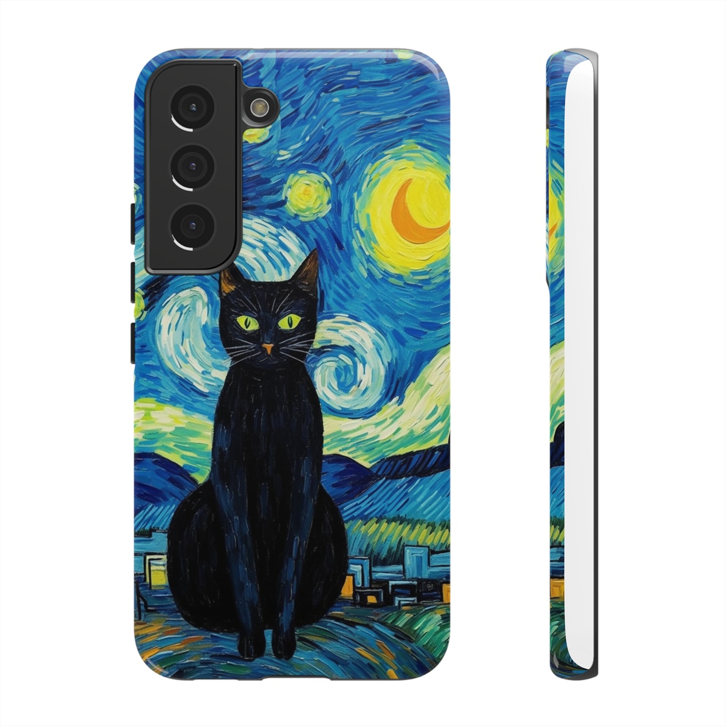 Starry Night Van Gogh Black Cat iPhone, Samsung Galaxy, Google Pixel  Case | Embrace Artistic Whimsy and Feline Charm