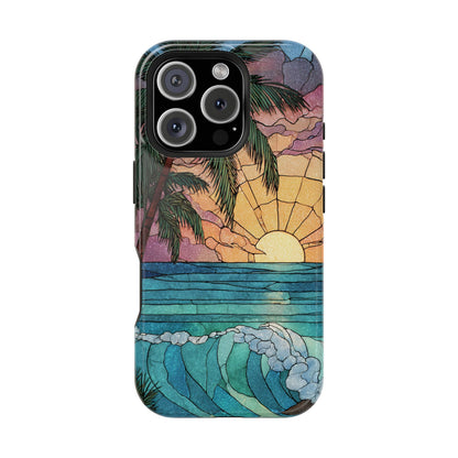 Tropical Stained Glass Sunset Beach phone case