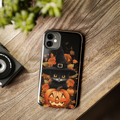 Trick or Treat Delight: Adorable Witch Cat Halloween Celebration | Whimsical iPhone Case