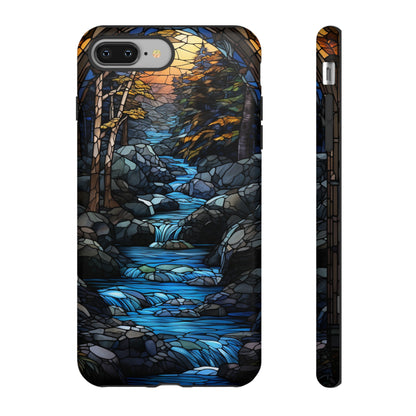 Stained Glass Stone Bridge and River Art Phone Case