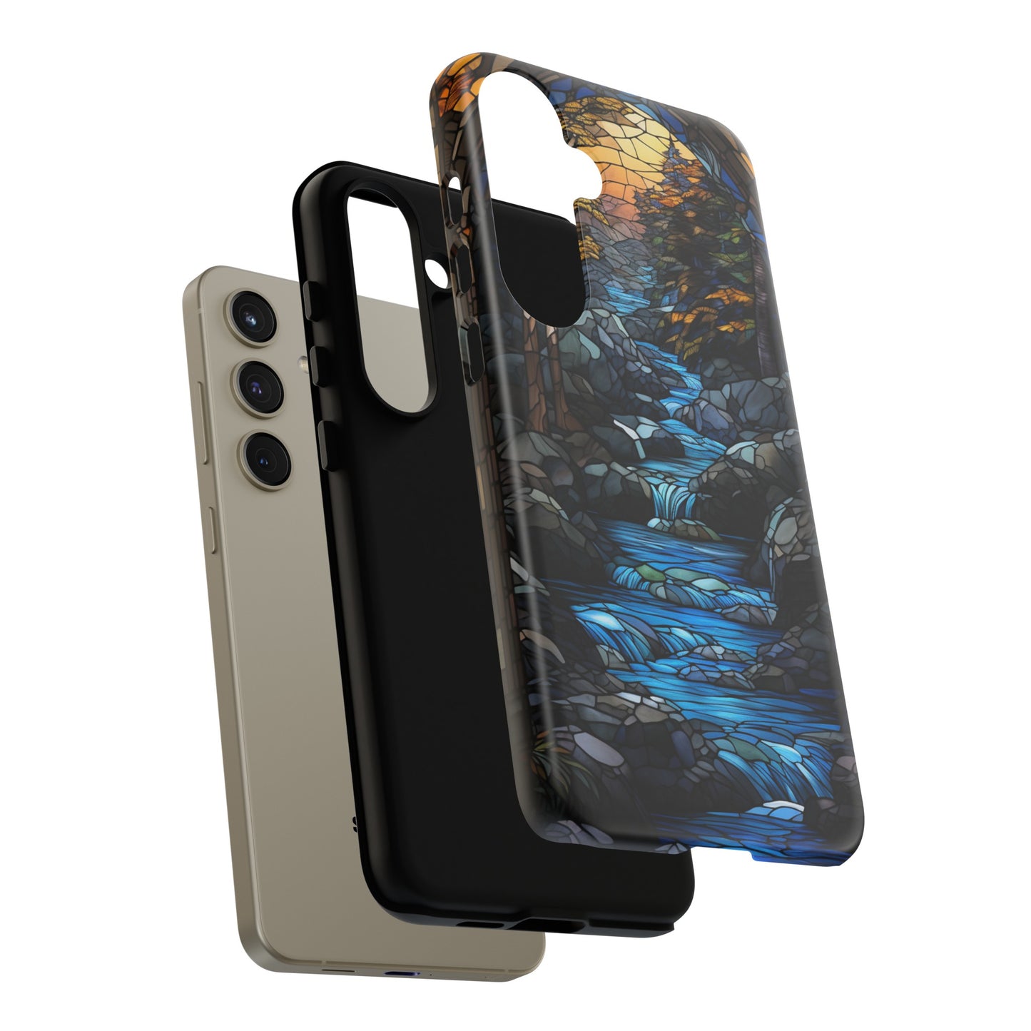 Stained Glass Stone Bridge and River Art Phone Case