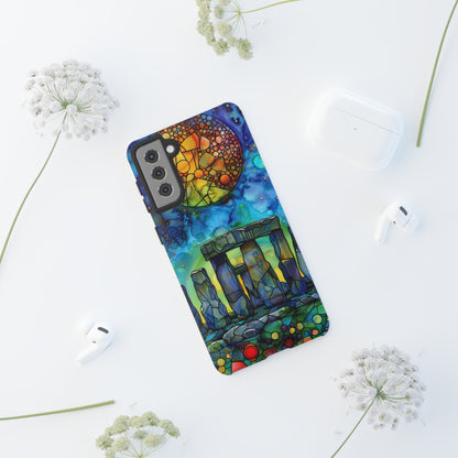 Stonehenge Neolithic Full Moon Stained Glass Watercolor Phone Cover