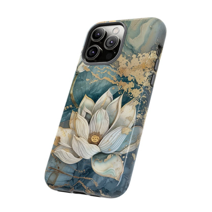 Zen Stained Glass Marble Lotus Floral Design Phone Case