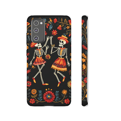 Dead Can Dance, iPhone 15 case, Floral Embroidery Skeletons | Whimsical Dance of the Departed for Google Pixel, iPhone & Samsung Galaxy