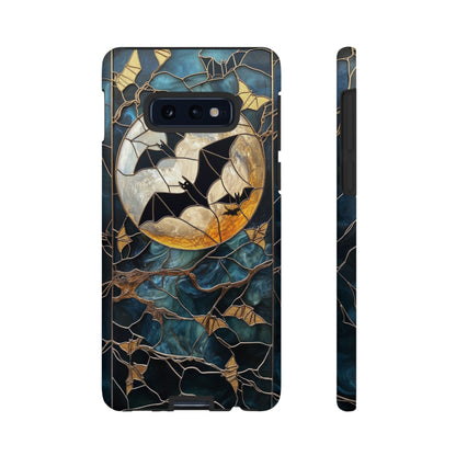 Halloween Phone Case Bats Stained Glass Style Spooky Moon Phone Cover