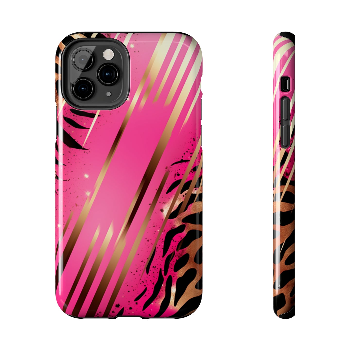 Elegant Wilderness: Pink & Gold Tiger Stripes | Mesmerizing Lush iPhone Case