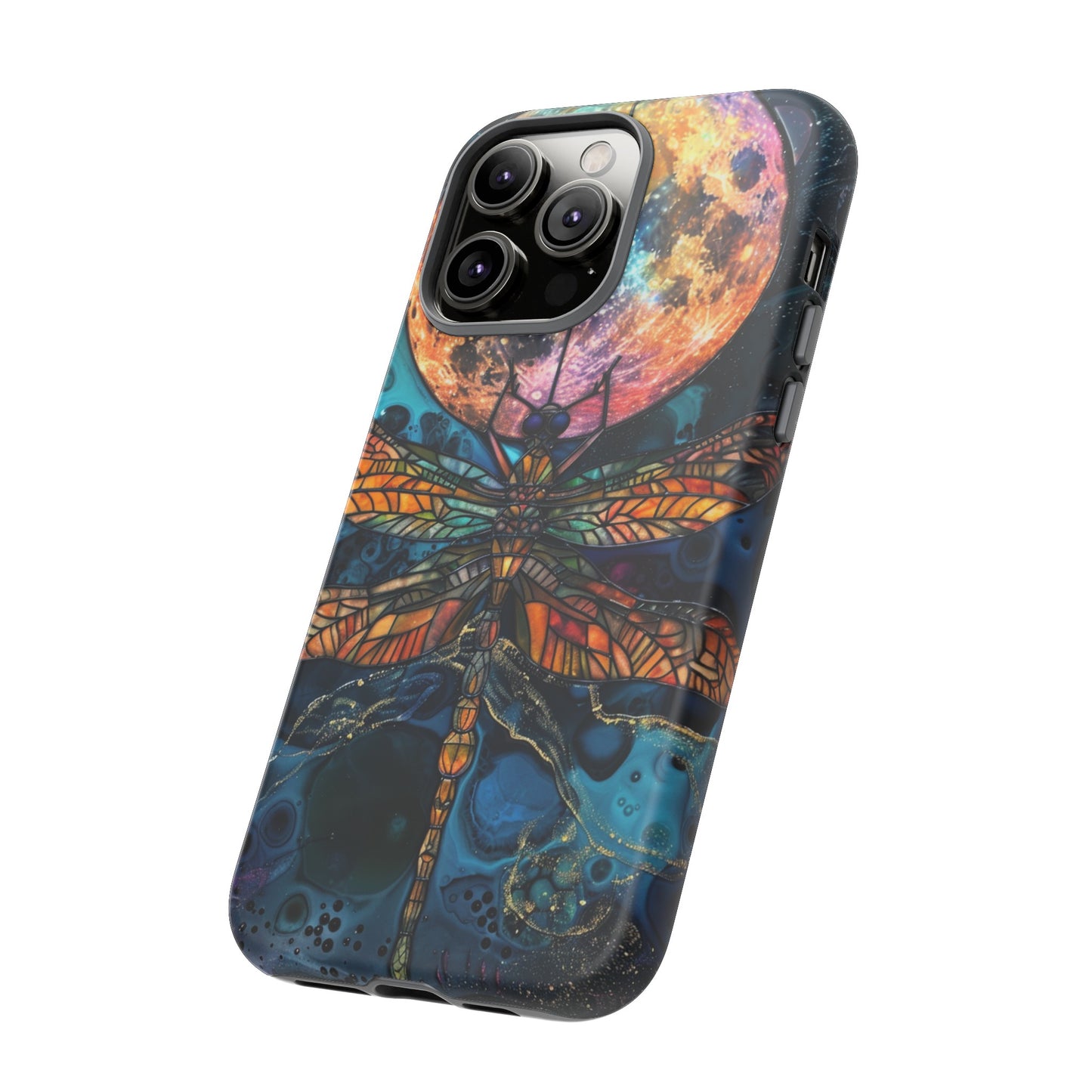 Full Moon Stained Glass Dragonfly Phone Cover