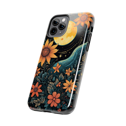 Boho Meets Cottagecore: Floral Sun, Moon & Stars iPhone Case – A Celestial Delight