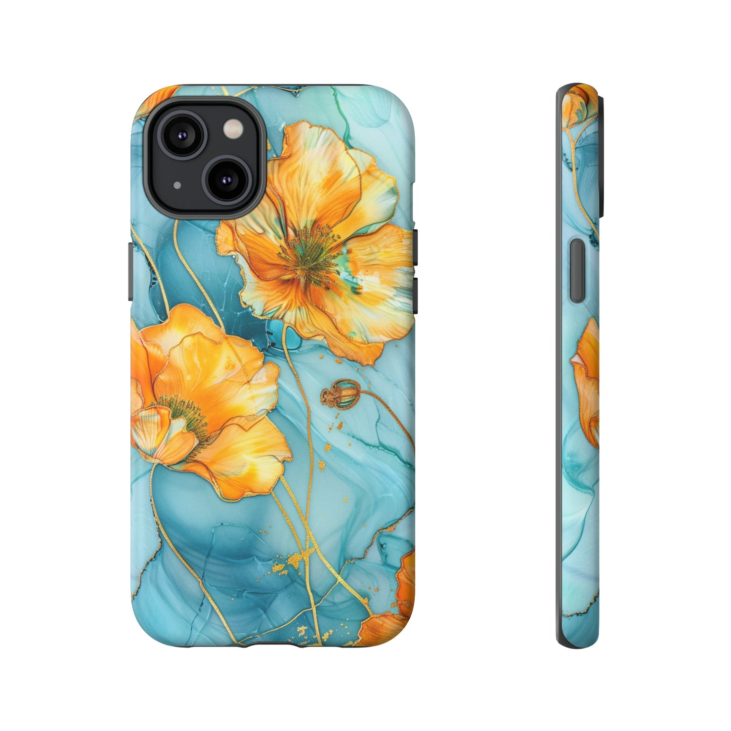 Gold Poppies Color Splash Floral Design Phone Case