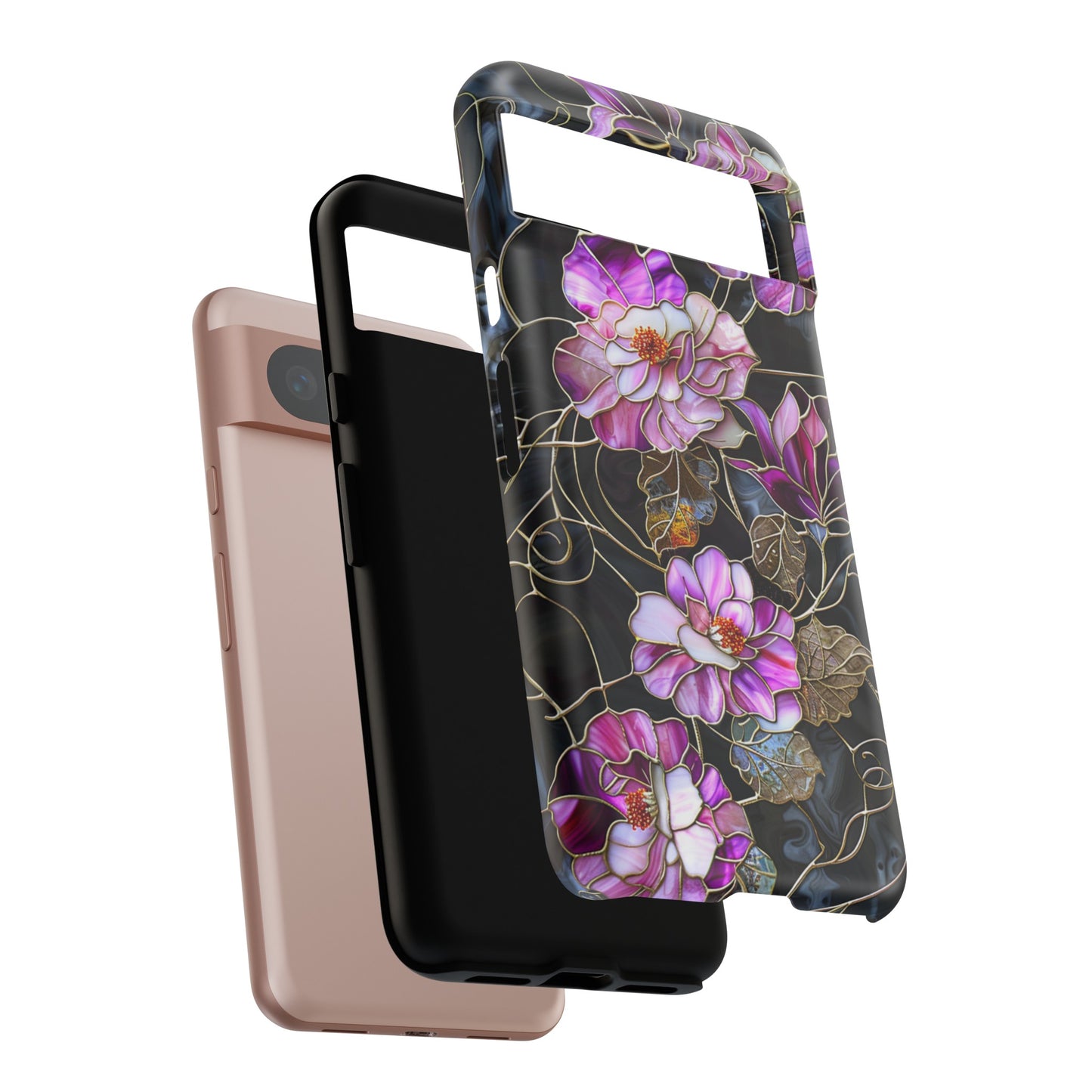 Magenta Color Floral Stained Glass Phone Case