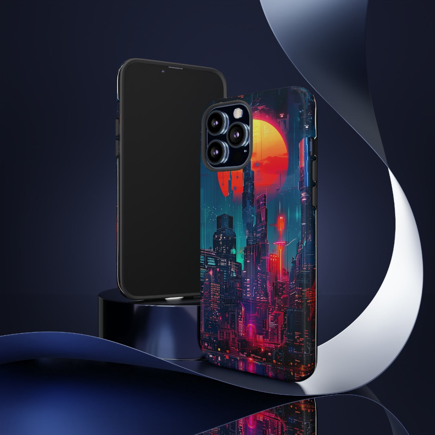 Cyberpunk Full Moon Cityscape Phone Case