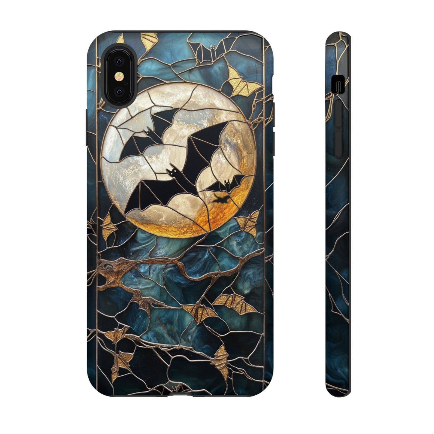 Halloween Phone Case Bats Stained Glass Style Spooky Moon Phone Cover