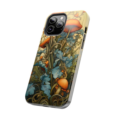 Vintage Mushroom iPhone Case Floral Aesthetic Art Nouveau Retro Phone Tough Case iPhone 14 Plus 13 12 7 8 SE Hippie Boho Style