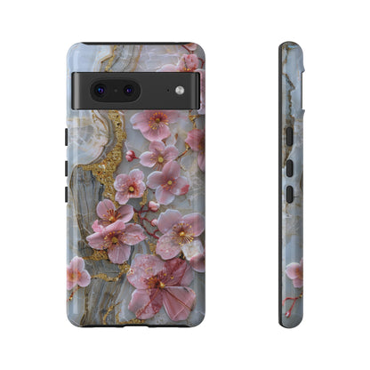 Pink Forget Me Nots Gold Floral Phone Case