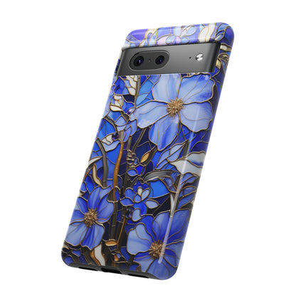 Periwinkle Stained Glass with Gold Inlay Phone Case for iPhone 15, 14, Pro Max, 13, 12 & Samsung Galaxy S23, S22, S21, Google Pixel