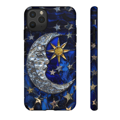 Cosmic Moon & Stars Stained Glass Starry Night Phone Case