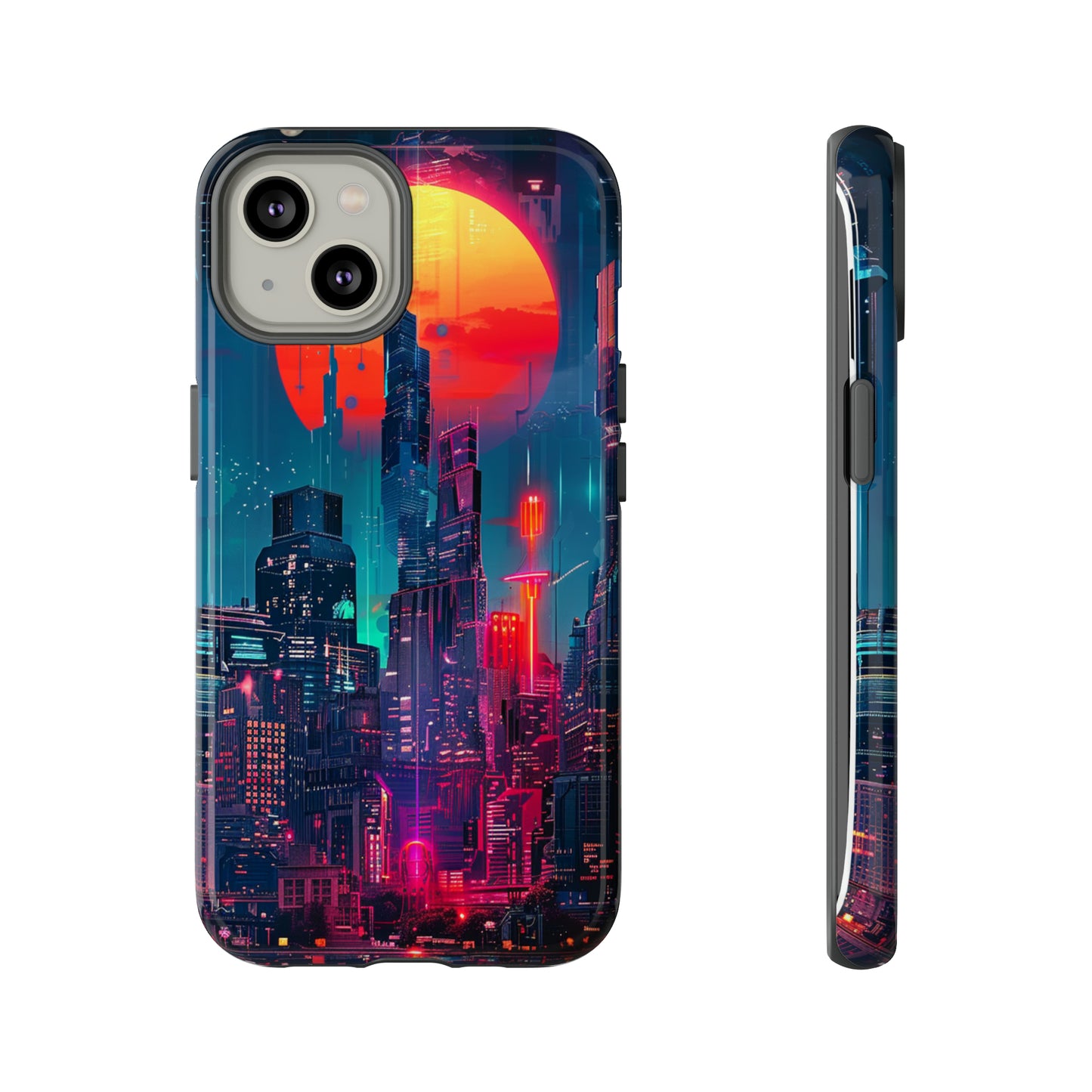 Cyberpunk Full Moon Cityscape Phone Case