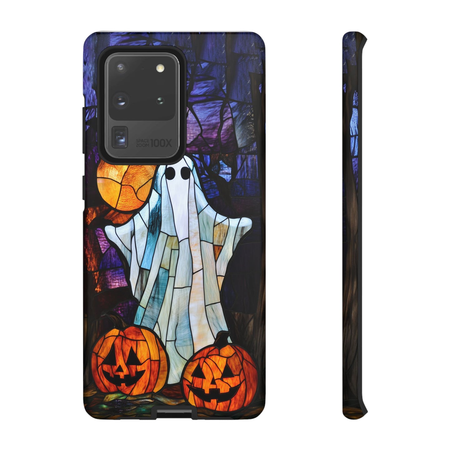 Stained Glass Halloween Ghost and Jack-o'-Lanterns Phone Cover