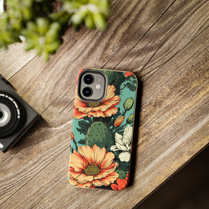 Desert Dream: Retro Vibe Cactus Tough iPhone Case