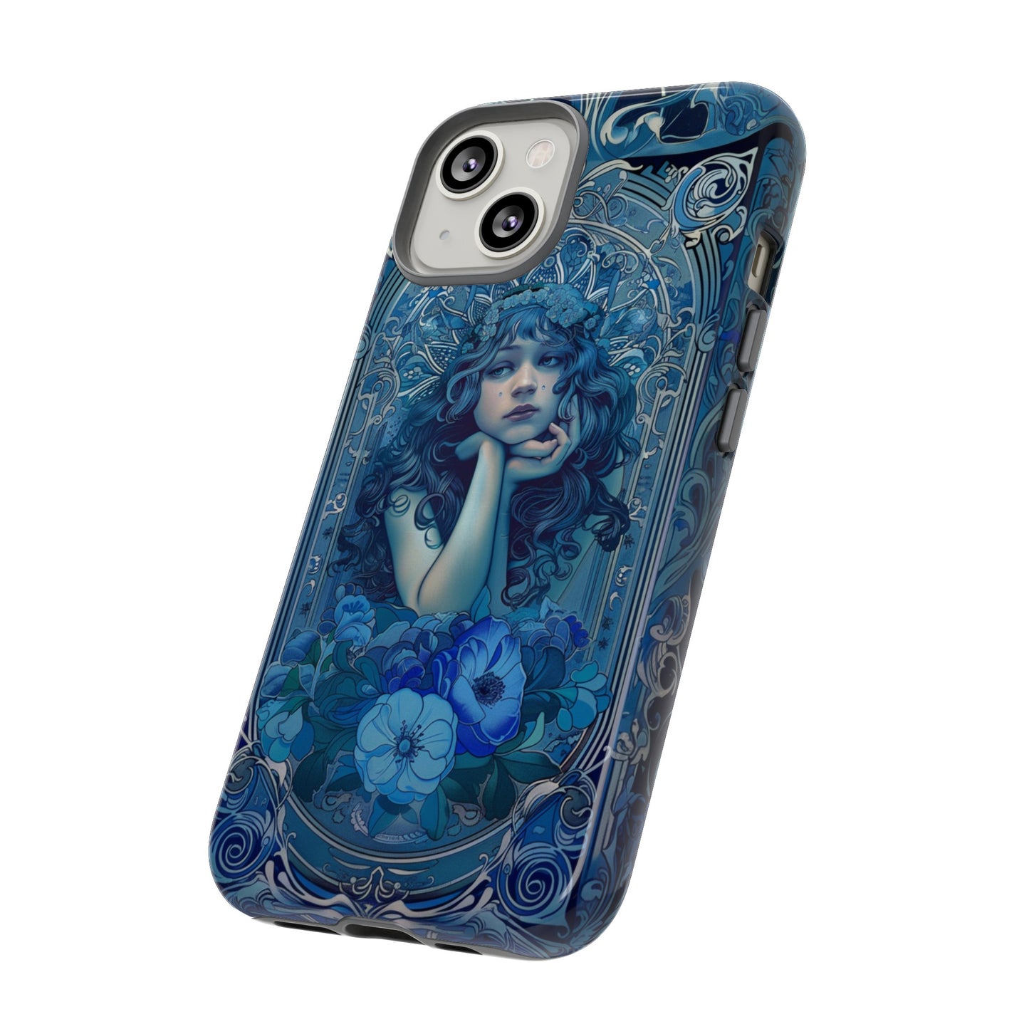 Blue Floral Art Nouveau Style Phone Case