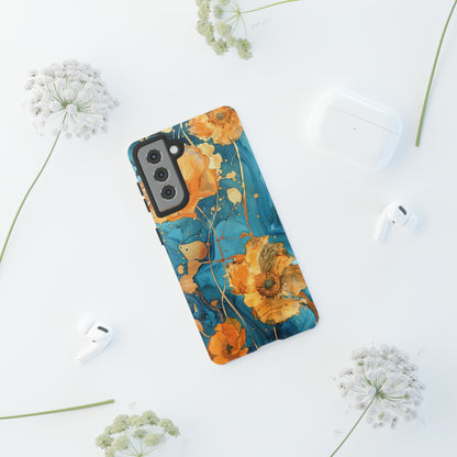 Gold Poppies Color Splash Floral Design Phone Case