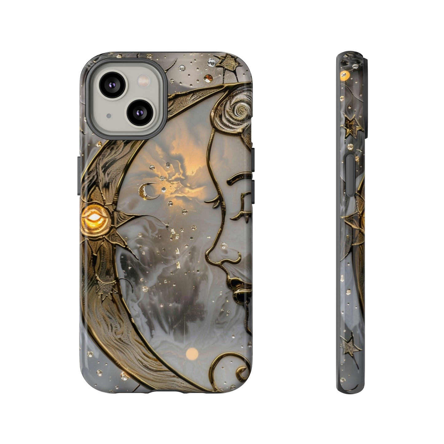 Moon Stars Stained Glass Starry Night Phone Case