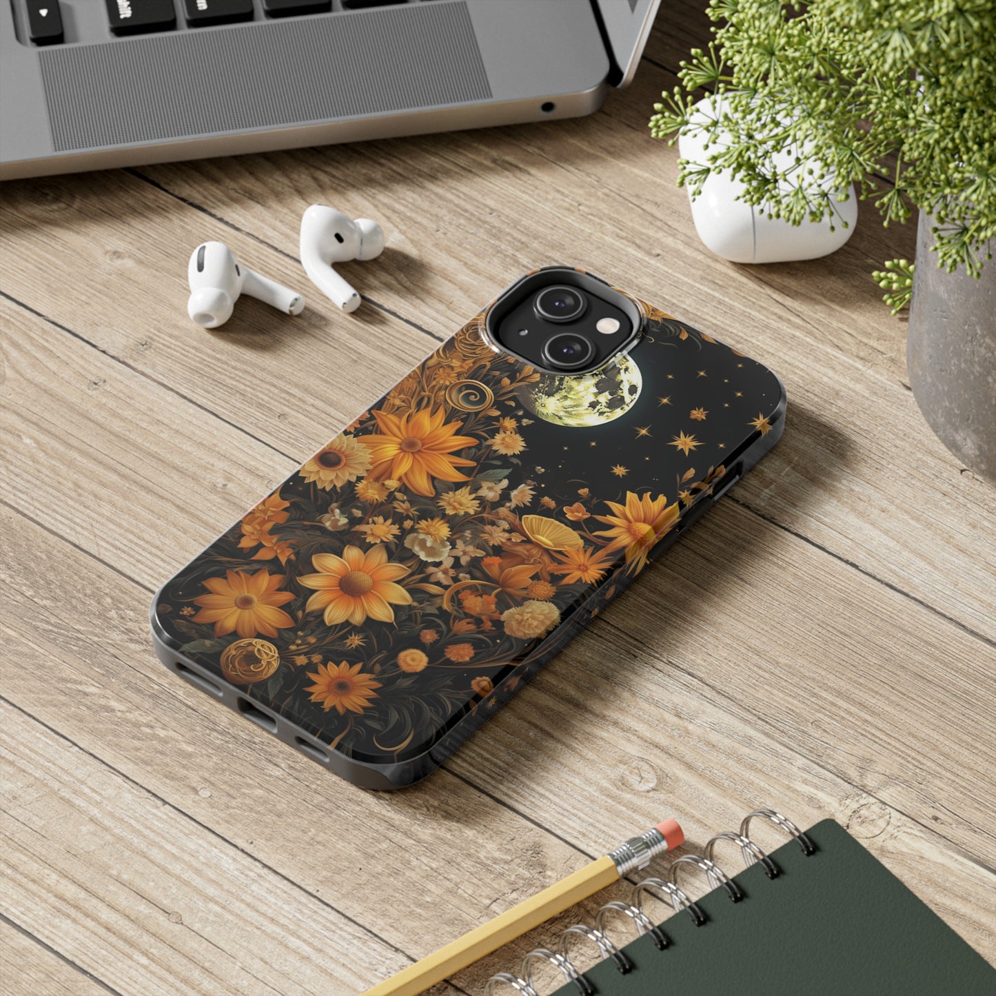 Cottagecore Floral Sun Moon Stars iPhone Case | Embrace Mystical Nature's Beauty