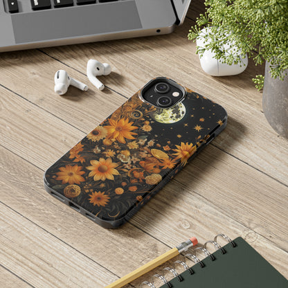 Cottagecore Floral Sun Moon Stars iPhone Case | Embrace Mystical Nature's Beauty