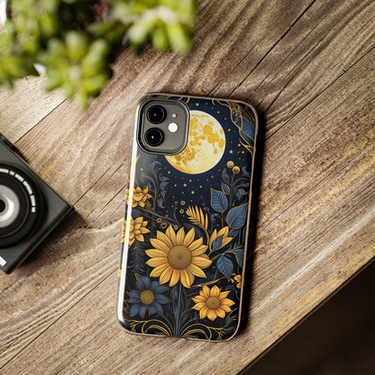 Starry Night Boho Meets Cottagecore: Floral Sun, Moon & Stars iPhone Case