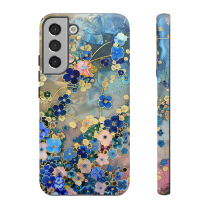 Forget Me Nots Gold Color Splash Floral Design Phone Case