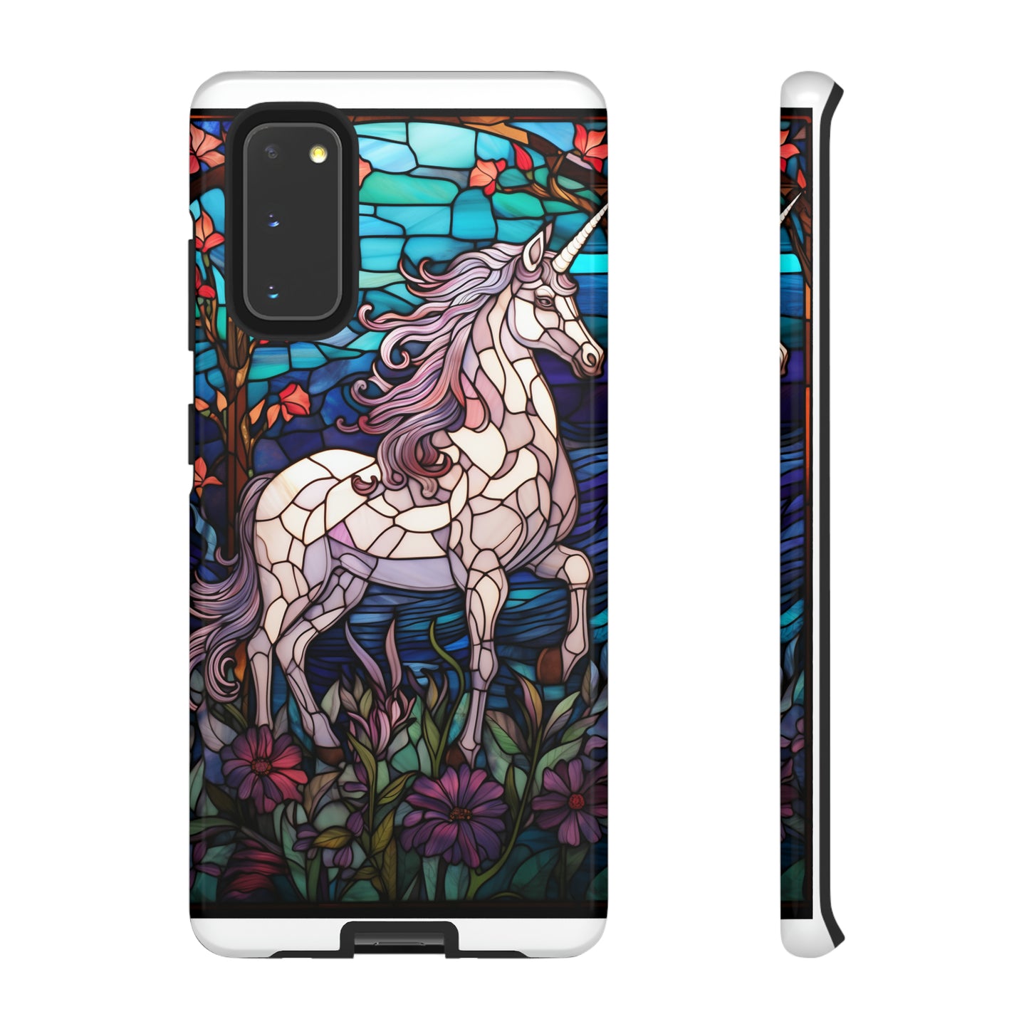 Unicorn Stained Glass iPhone, iPhone Case Retro Samsung Galaxy Phone Tough Case iPhone 15 14 Plus 13 12 7 8 Se Hippie Boho Style