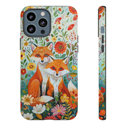 Foxes in the Floral Garden Phone Case