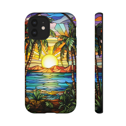 Tropical Stained Glass Sunset Beach