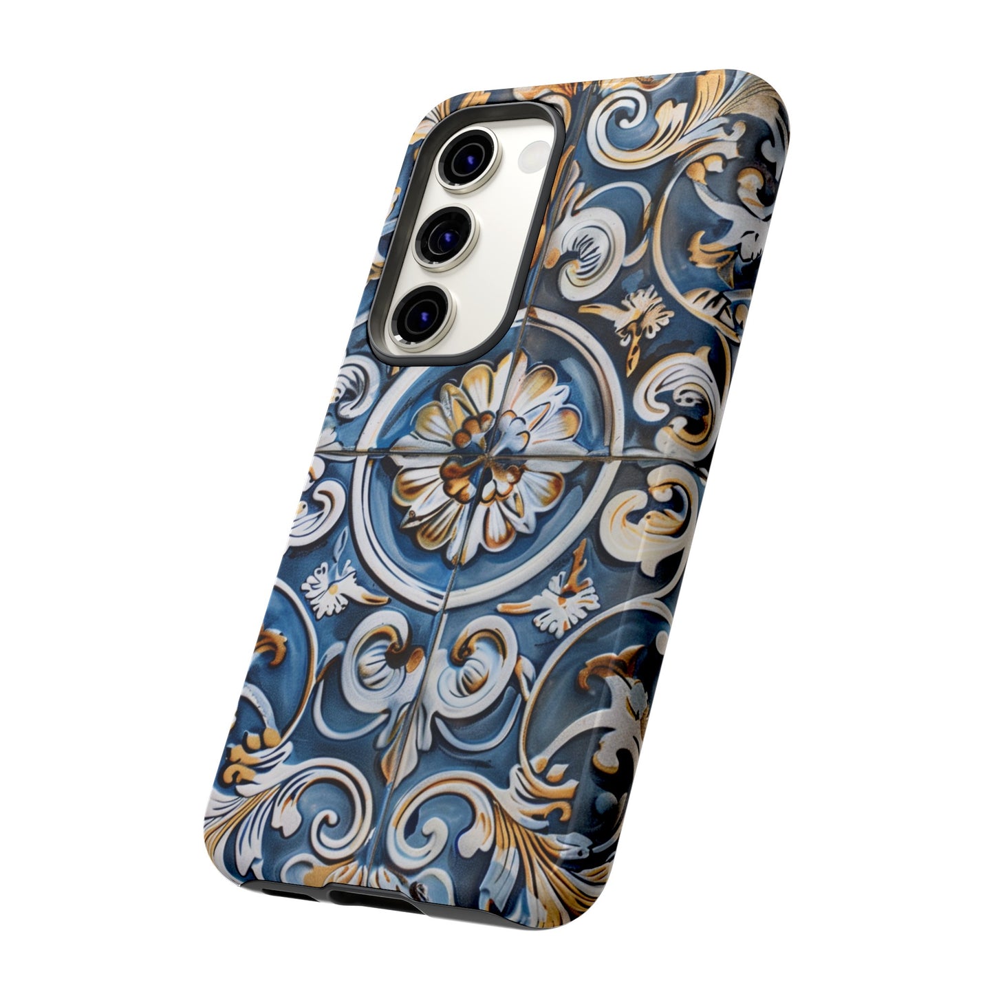 Azulejo Porcelain Blue & Creamy White Tile Mediterranean Design Phone Case