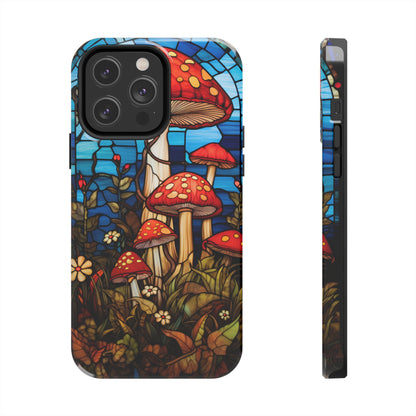 Stained Glass Mushroom Garden iPhone Case | Embrace Whimsical Beauty and Nature's Delight