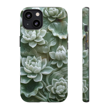 Green Jade Lotus Floral Art Phone Case