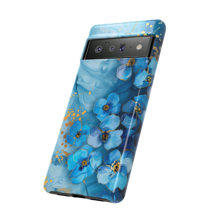 Forget Me Nots Gold Color Splash Floral Design Phone Case