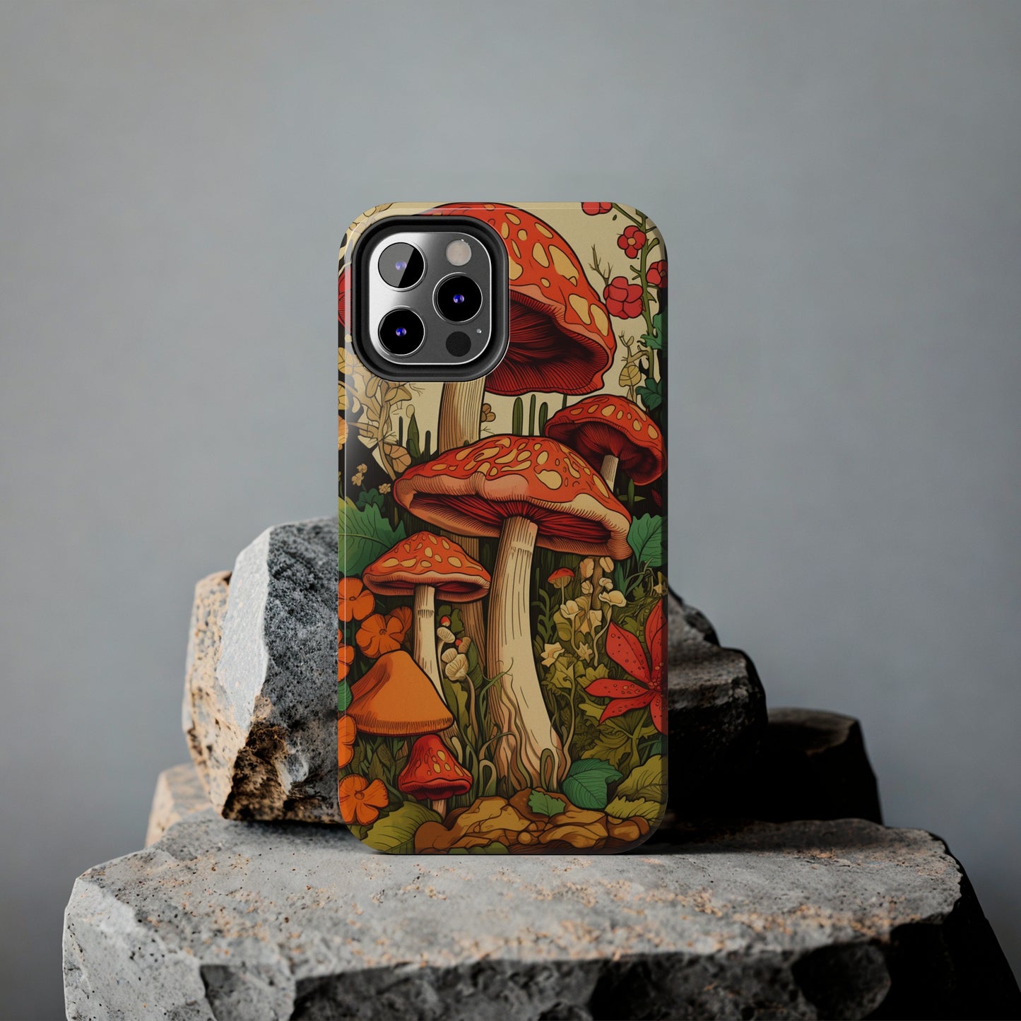 Psychedelic Retro Mushrooms: Dive Deep into Nostalgic Vibes | iPhone Case