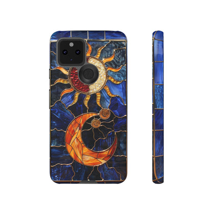 Celestial Stained Glass Moon and Stars iPhone 15 Case