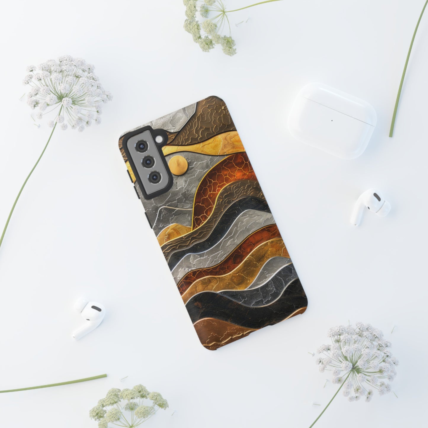 Abstract Gold and Silver Mountain Design Phone Case