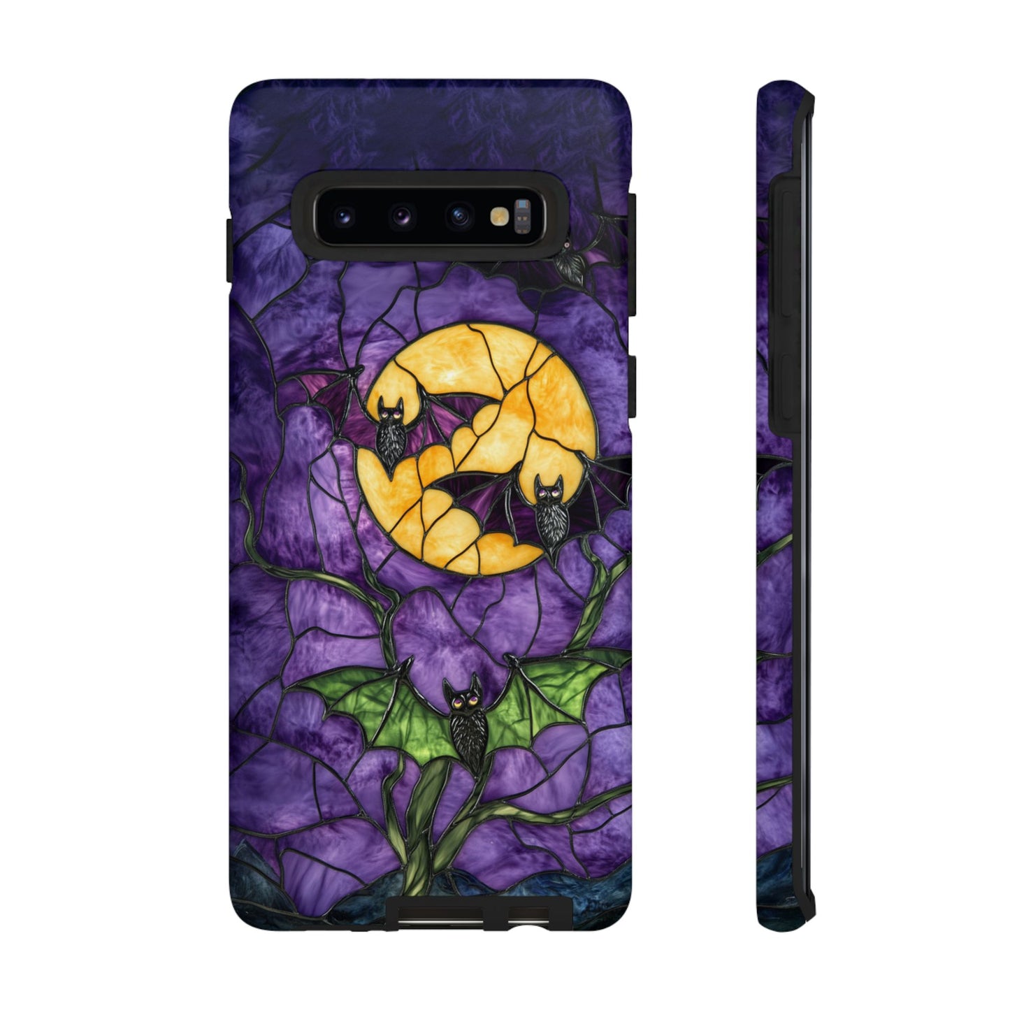 Full Moon Stained Glass Style Halloween Bats Phone Case