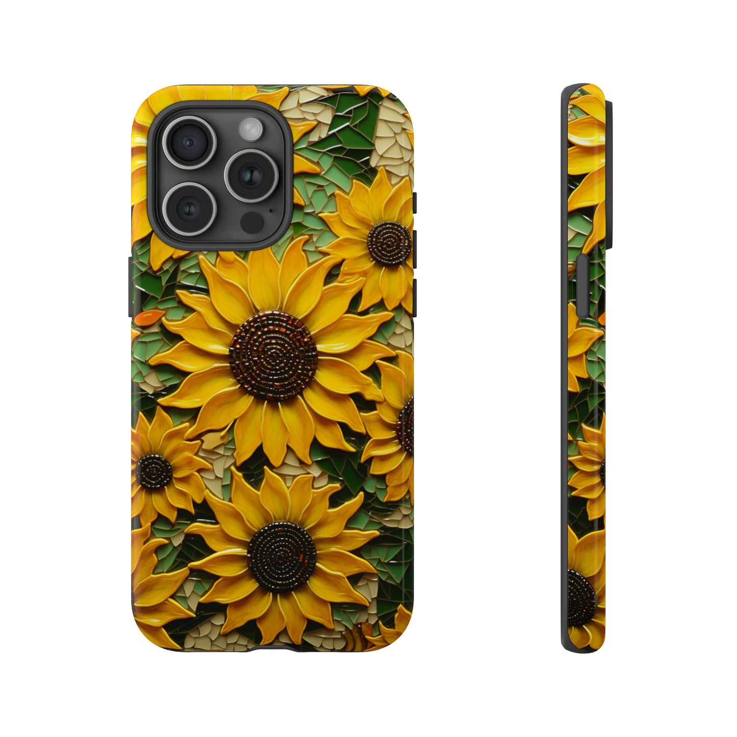 Sunflower Floral Color Explosion Mosaic Glass